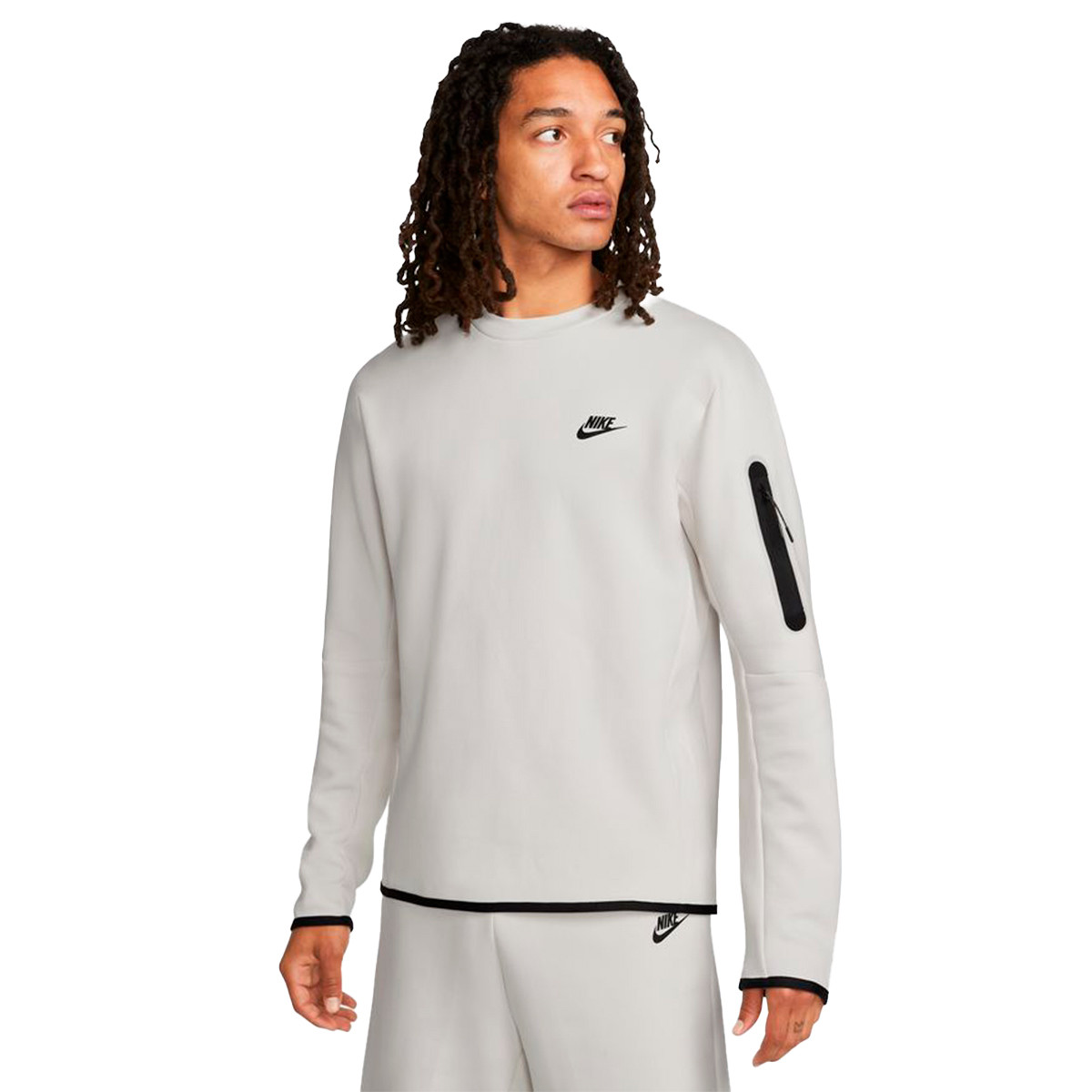 Becks motivo Lujo Sudadera Nike Sportswear Tech Fleece Crew Phantom-Black - Fútbol Emotion