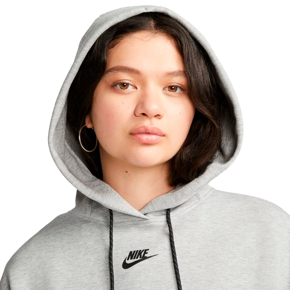 Sudadera Nike Sportswear Fleece Oversize Mujer Dk Grey Heather-Black - Fútbol
