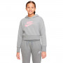 Sportswear Club Crop Niña Carbon Heather-Elemental Pink