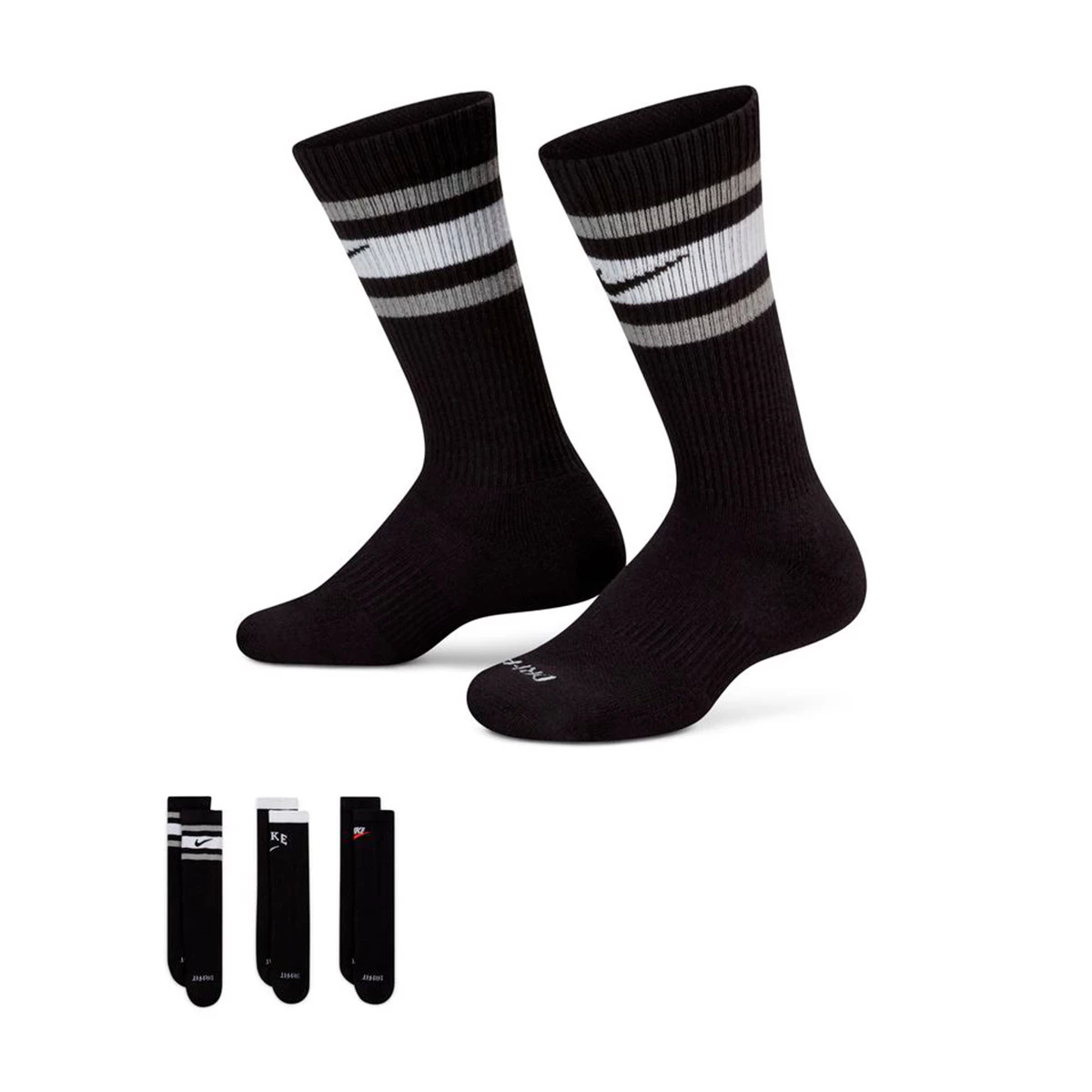 Socks Nike Everyday Plus Cushioned Crew 3 Pairs Black Black Futbol Emotion