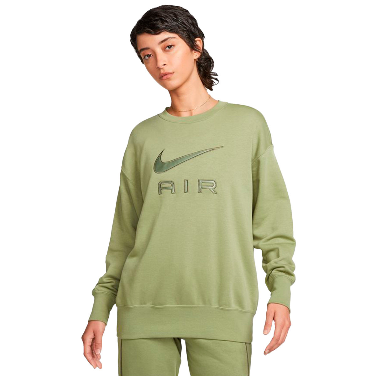 estático Islas Faroe esférico Sudadera Nike Sportswear Air Fleece Mujer Alligator-Medium Olive - Fútbol  Emotion