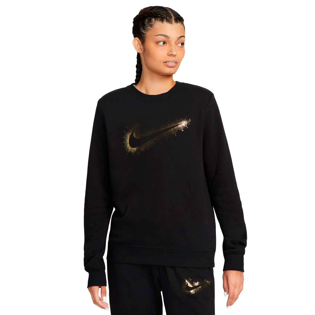 Sudadera Nike Sportswear Fleece Stardust Graphic Black-Gold -