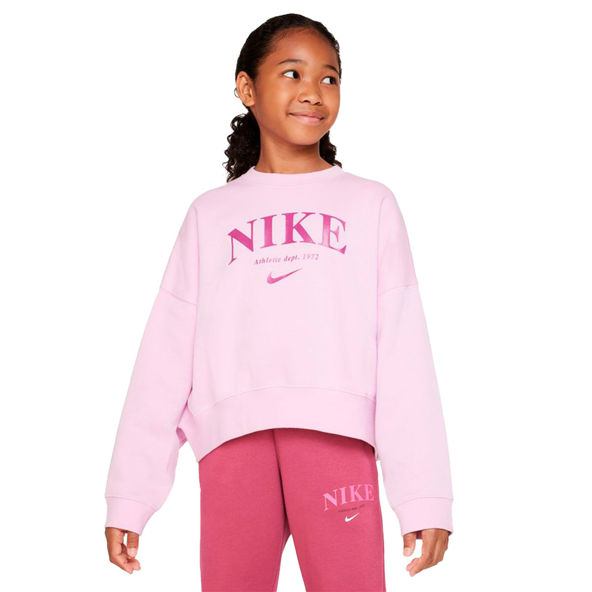 astronomía esta noche Tiempos antiguos Sudadera Nike Sportswear Fleece Niña Lt Arctic Pink - Fútbol Emotion