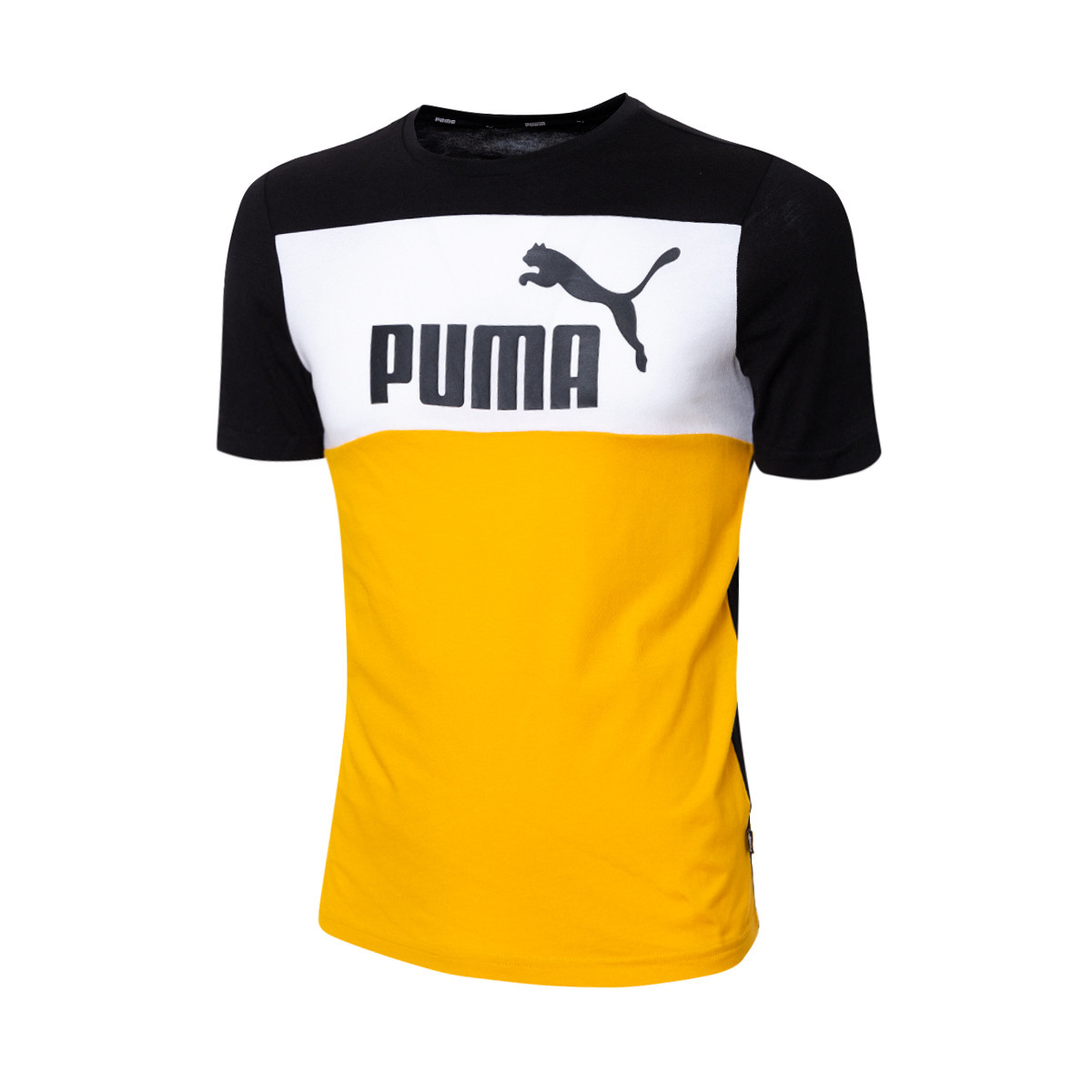 Platillo no pueden ver hada Camiseta Puma Essentials + Colorblock Niño Black-Tangerine - Fútbol Emotion
