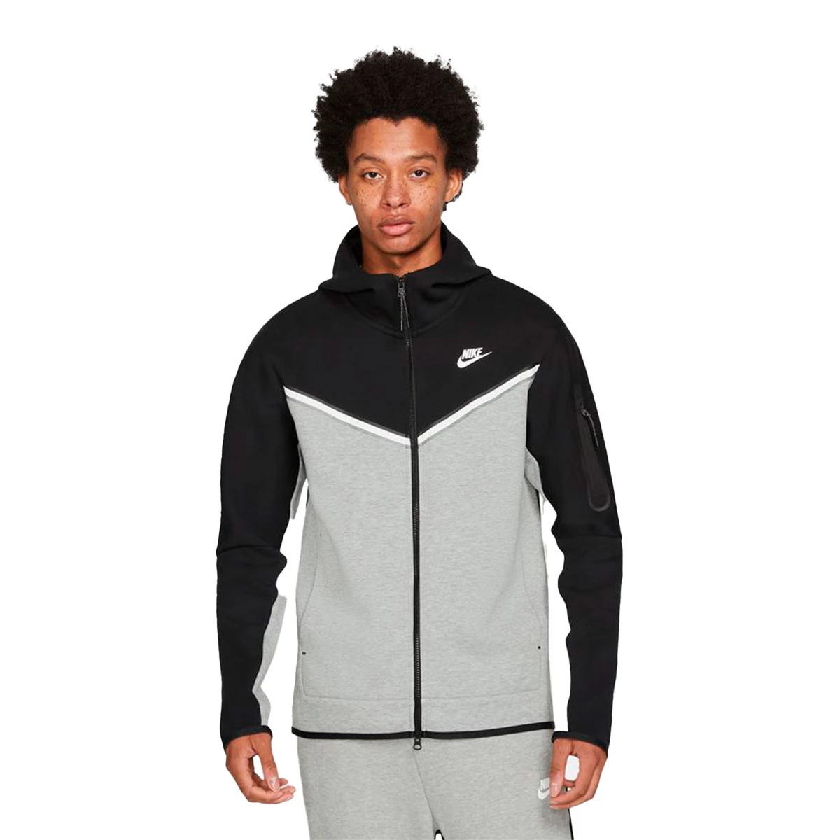 Casaco Nike Sportswear Tech Fleece Hoodie Black-Dark Grey Heather-White -  Fútbol Emotion