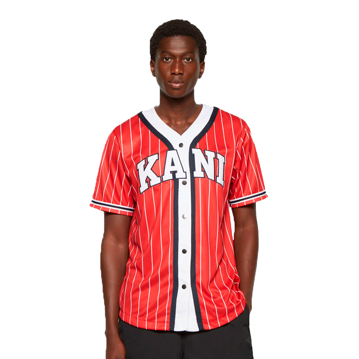 Jersey Karl Kani Serif Pinstripe Baseball Red - Fútbol Emotion