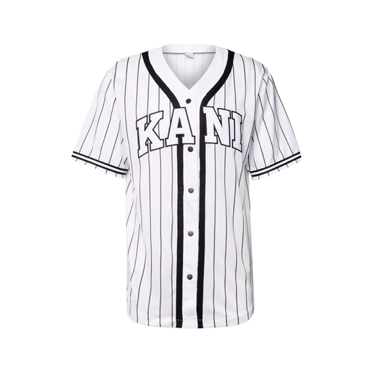 Jersey Karl Kani Serif Pinstripe Baseball White-Black - Fútbol Emotion