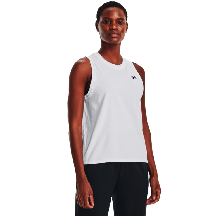 Top Under Armour Women UA Essential Cotton Strech Tank White-Black