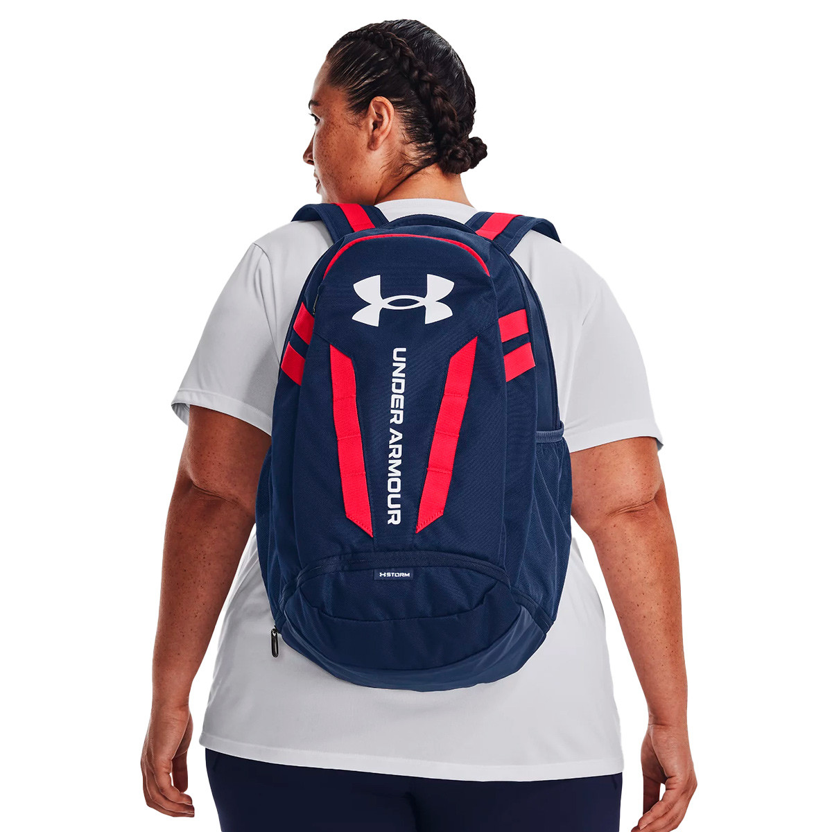 Mochila Under Armour Hustle 5.0 Backpack Academy-Red-White - Fútbol Emotion