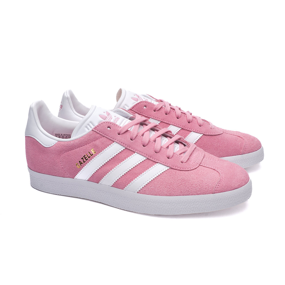 Zapatilla adidas Gazelle Mujer White-Pink Glow-Gold Met Fútbol