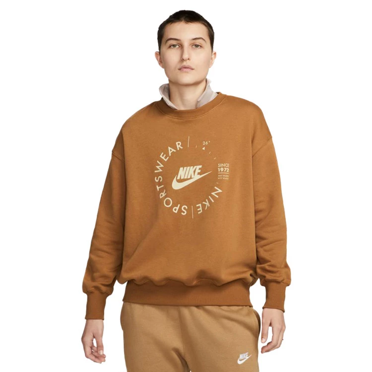 Sweatshirt Nike Women Sportswear Fleece Oversize Sport Utility Ale Brown Futbol Emotion