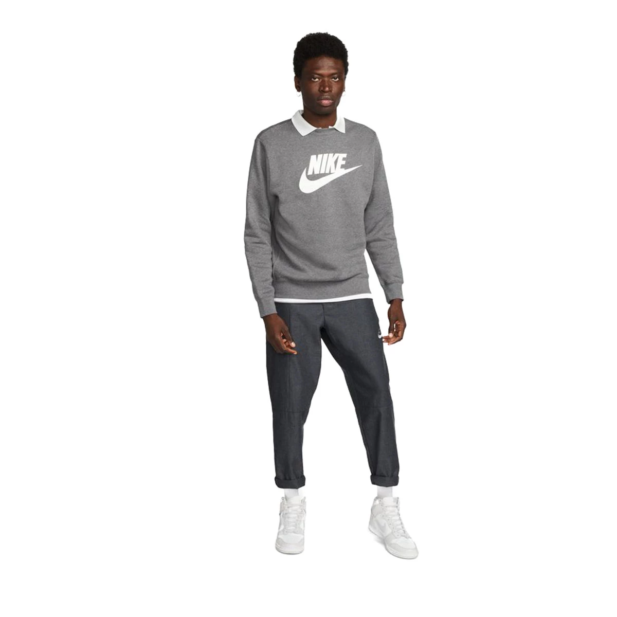 Sweatshirt Nike Sportswear Club Graphic Futura Charcoal Heathr Futbol Emotion