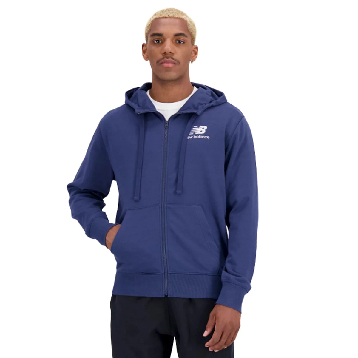 Jacket New Balance Essentials Stacked Logo Full Zip Jacket Blue
