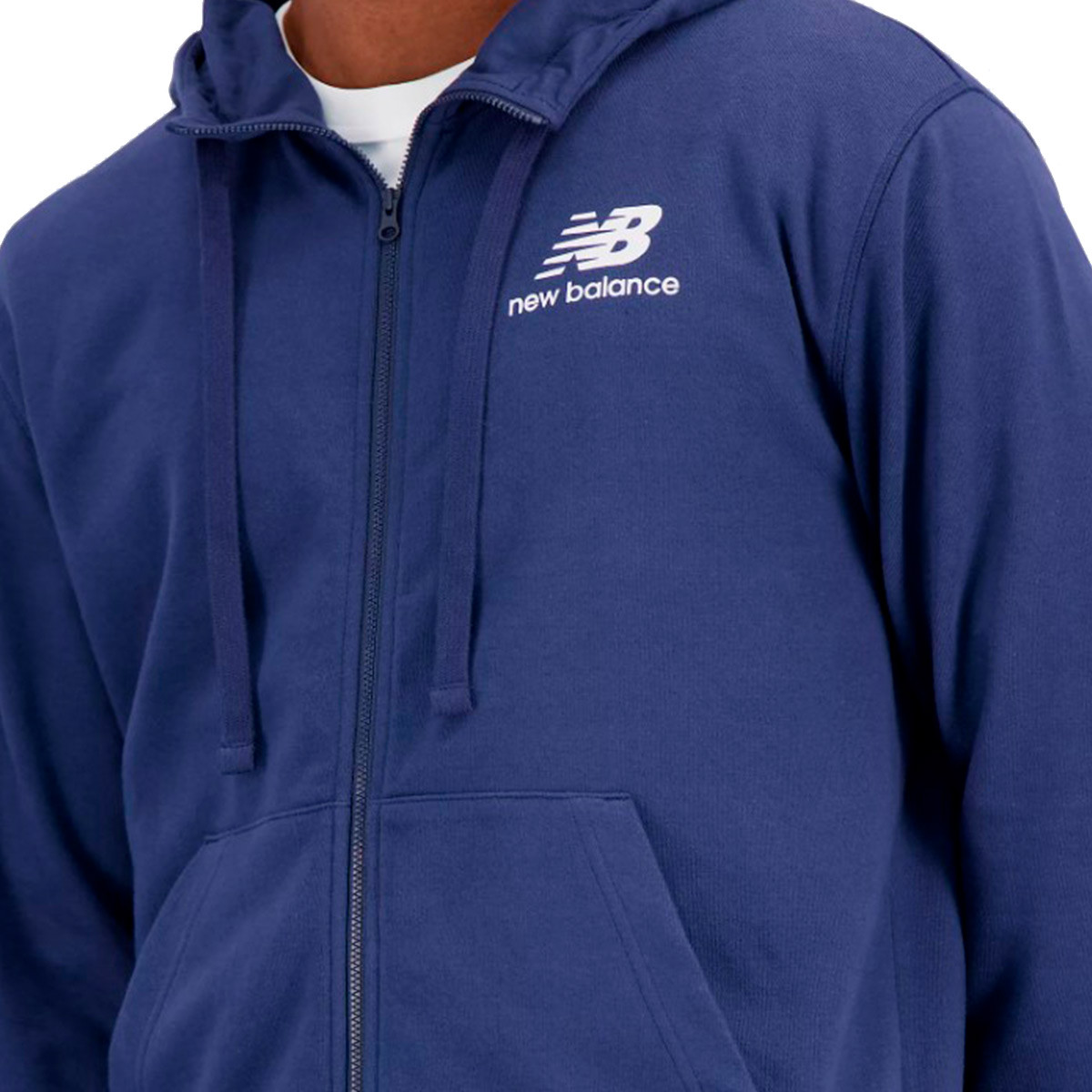 Jacket New Balance Essentials Stacked Logo Full Zip Jacket Blue Navy