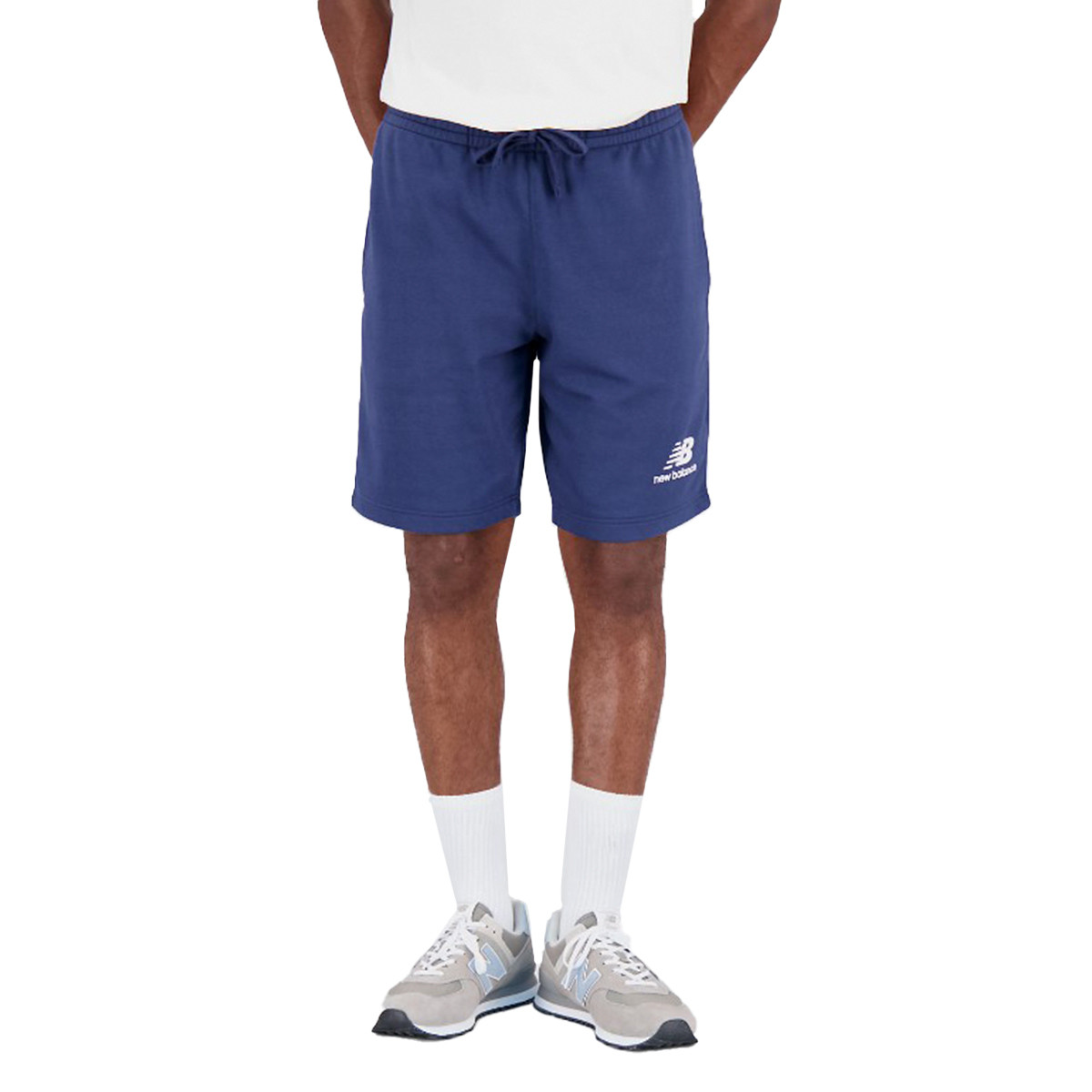 Pantalón corto New Balance Essentials Stacked Logo Fleece Short Blue Navy - Emotion