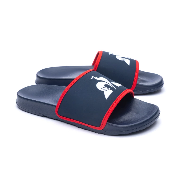 Flip flops Le coq sportif Slide Binding Dress Blue Fiery Red Futbol Emotion