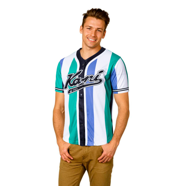 camiseta-karl-kani-varsity-striped-baseball-verde-0