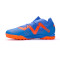 Bota Future Match Turf + Mid Niño Blue Glimmer-White-Ultra Orange
