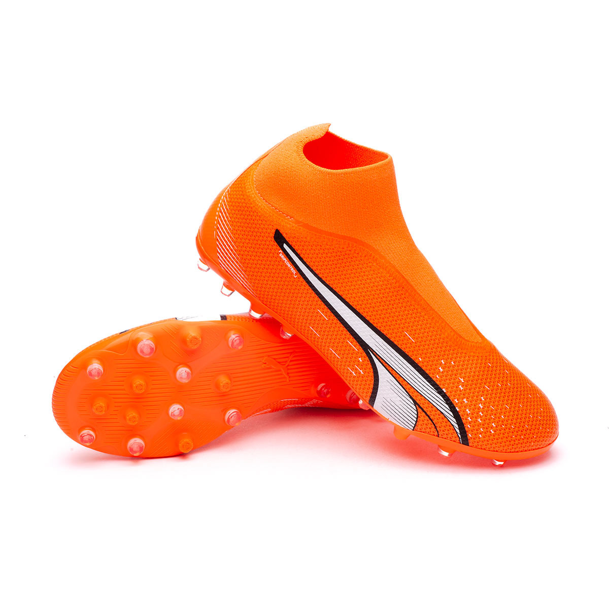 Puma Fútbol Glimmer Orange-White-Blue Match+ Emotion Boots LL Ultra MG Ultra Football -
