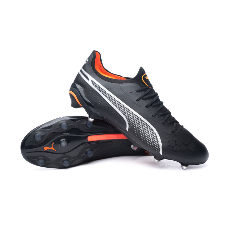 Football Boots Puma King Ultimate FG AG Black Silver Ultra Orange Futbol Emotion