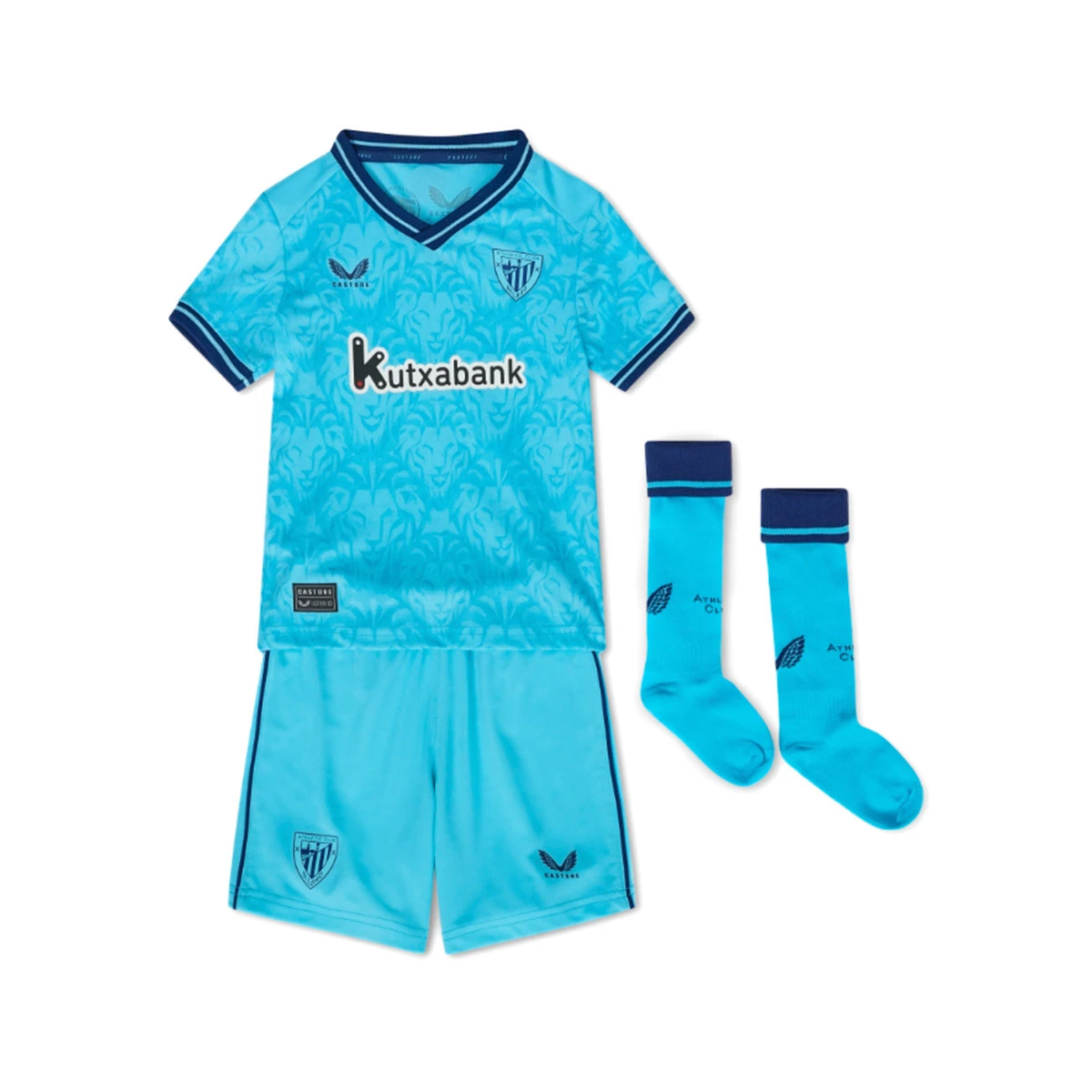 Conjunto Castore Athletic Club Bilbao Segunda Equipacion 2023 2024 Nino Blue Atoll Futbol Emotion
