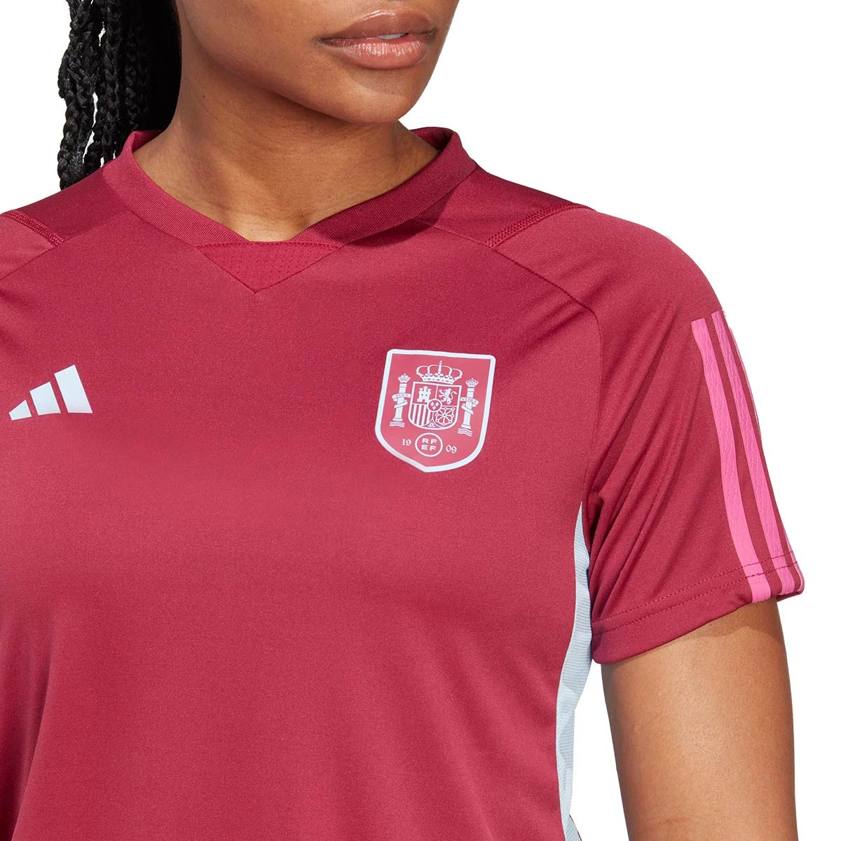 Camiseta adidas España Training Mundial Femenino 2023 Mujer Mystery Ruby -  Fútbol Emotion