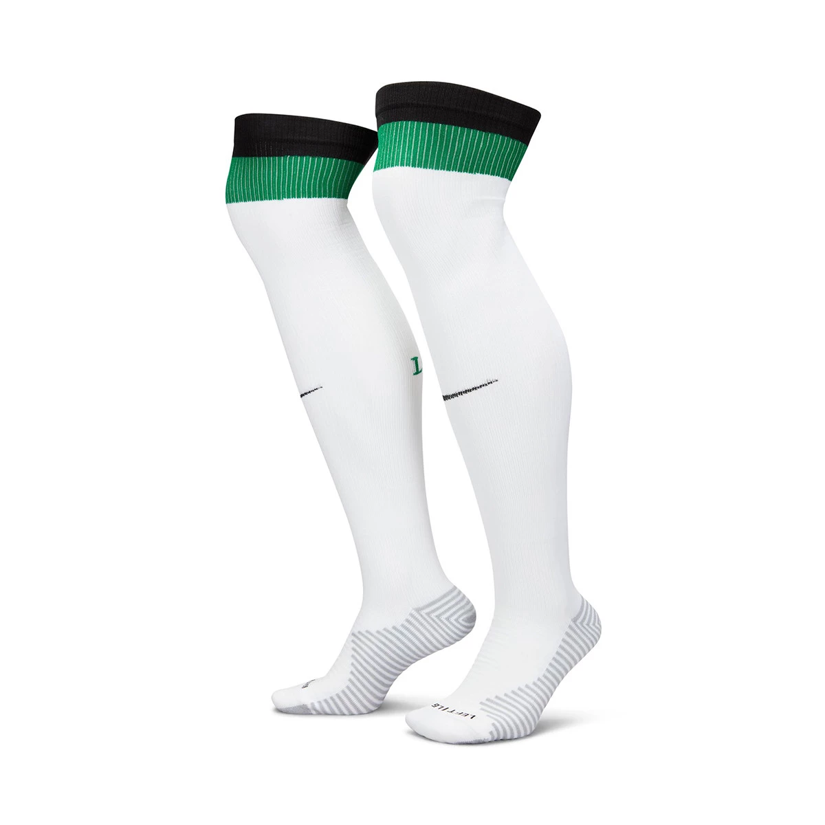Football Socks Nike Liverpool FC Away Kit 2023 2024 White Black Pine Green Black Futbol Emotion