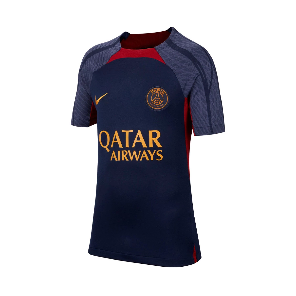 Jersey Nike Kids Paris Saint Germain Training 2023 2024 Blackened Blue Red Gold Futbol Emotion