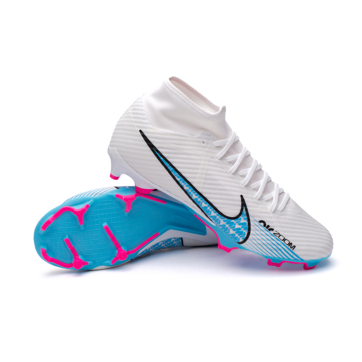 Bota fútbol Air Zoom Mercurial Superfly 9 Academy FG/MG White-Baltic Blue-Pink Blast-Black - Fútbol