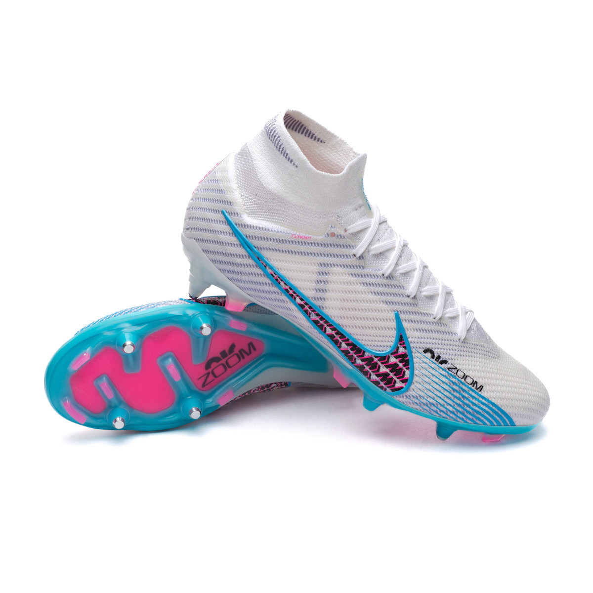Tigre Mejora Verter Bota de fútbol Nike Air Zoom Mercurial Superfly 9 Elite SG-Pro White-Baltic  Blue-Pink Blast - Fútbol Emotion