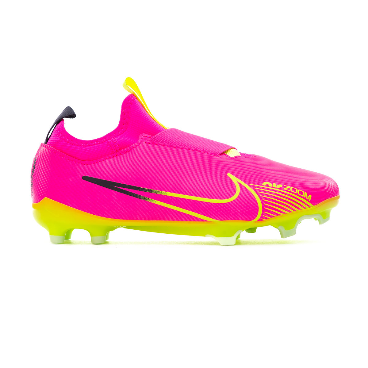 Bota de fútbol Nike Air Zoom Mercurial Vapor 15 Academy FG/MG Niño Pink Blast-Volt-Gridiron Fútbol Emotion