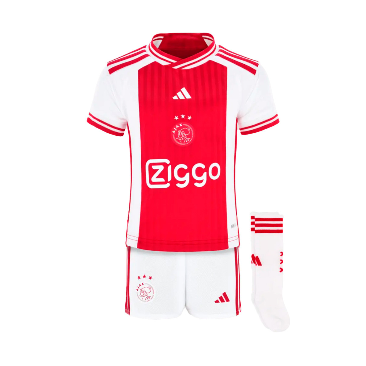 Komplet adidas Ajax de Amsterdam Primera Equipación 20232024 Niño WhiteBold Red Bottom
