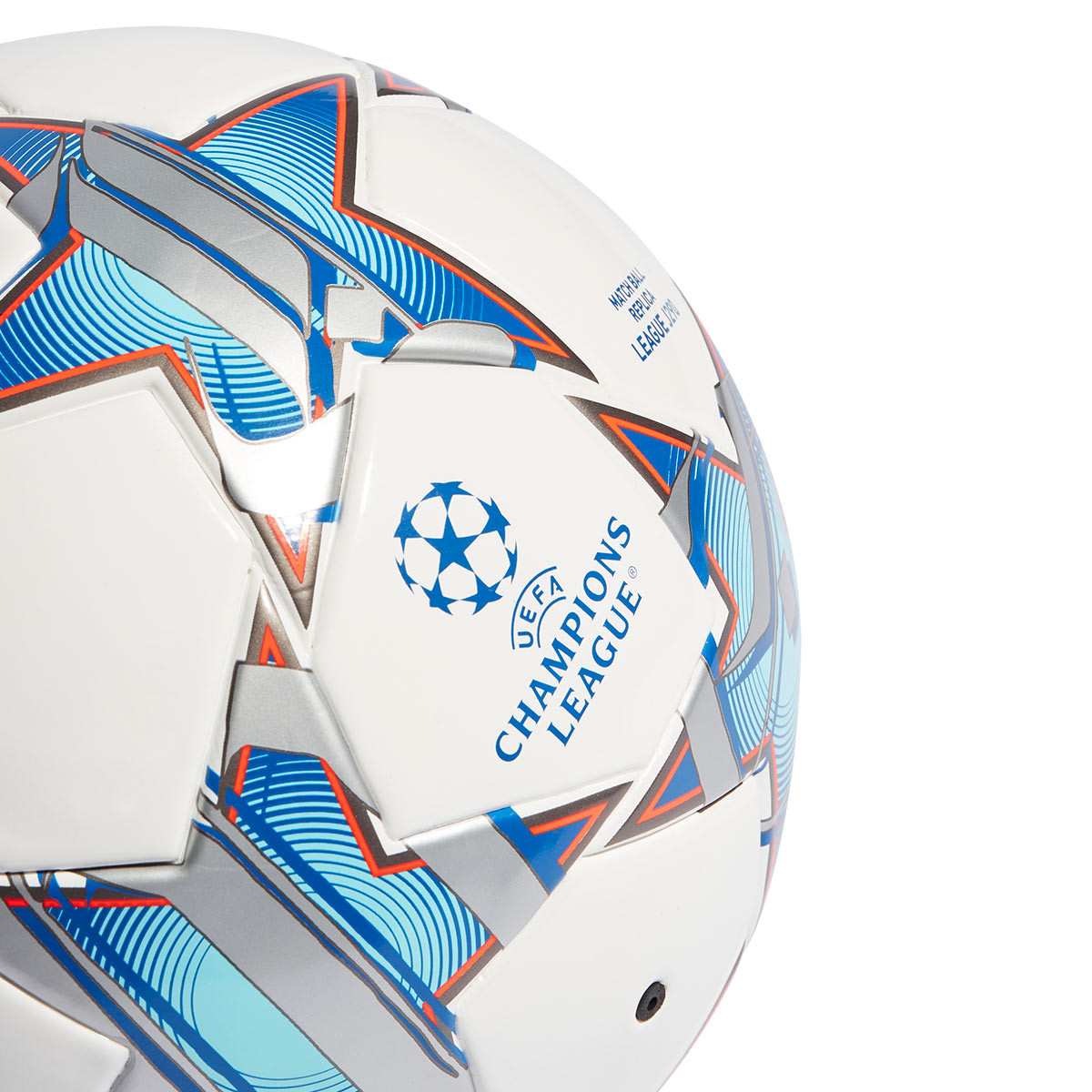 Ballon adidas UEFA Champions League Pro White-Silver Metallic-Bright Cyan -  Fútbol Emotion