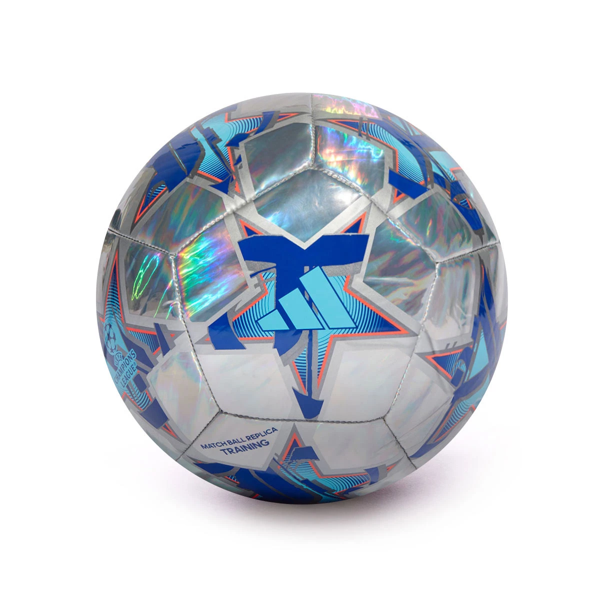 Balón adidas Champions League Training 2023-2024 Multicolor-Silver  met-Bright cyan-Shock - Fútbol Emotion