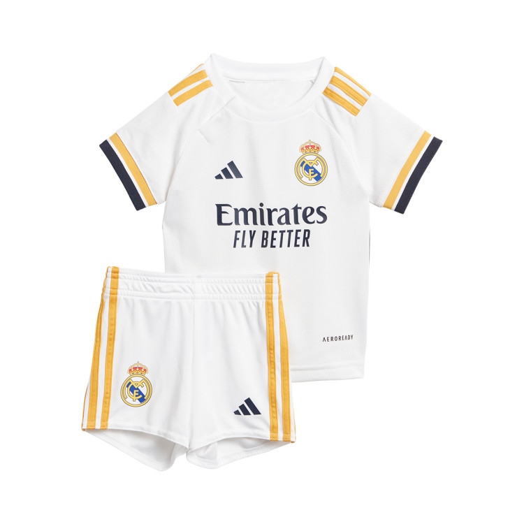 Conjunto adidas Real Madrid CF Primera Equipacion 2023 2024 Bebe White Futbol Emotion