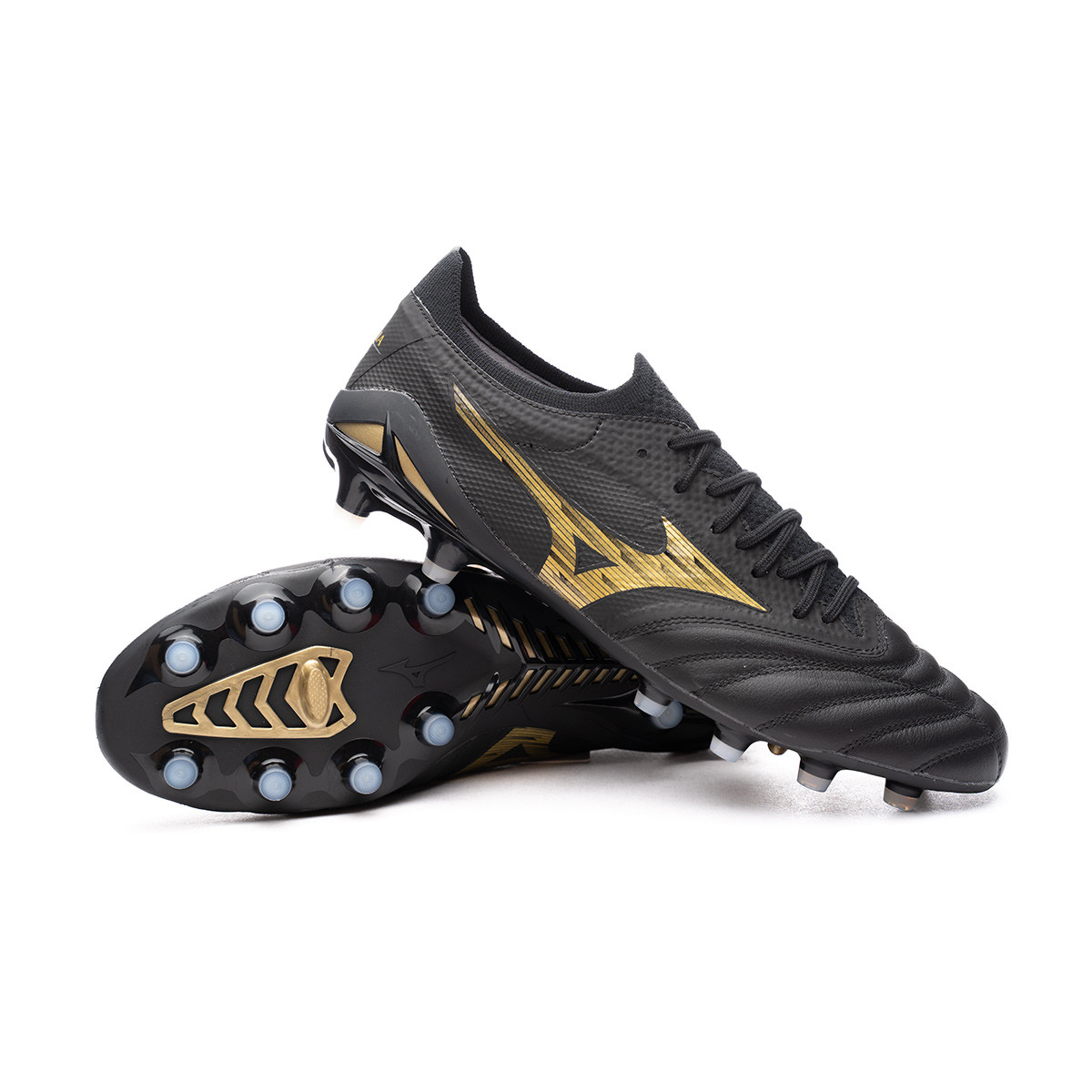 Chaussures de football Morelia en cuir Mizuno grande taille noir