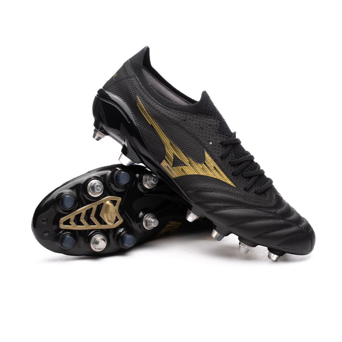 Chaussures de football Morelia en cuir Mizuno grande taille noir