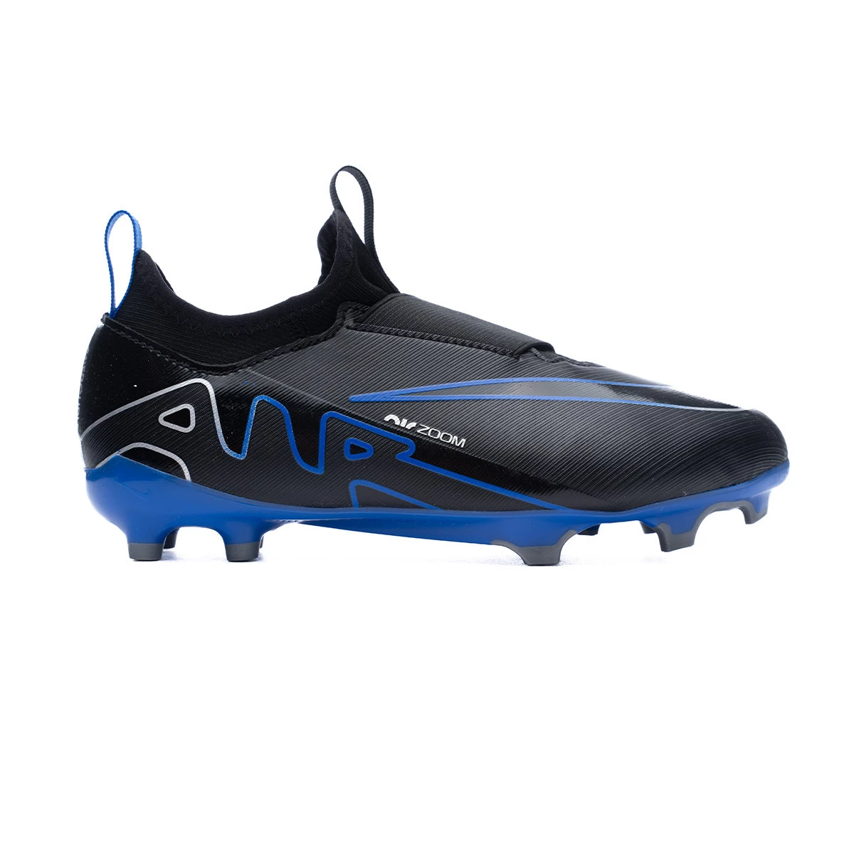 Football Boots Nike Kids Jr Zoom Mercurial Vapor 15 Academy FG MG Black Chrome Hyper Royal Futbol Emotion