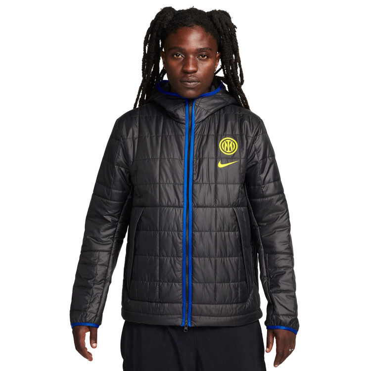 Jacket Nike FC Inter Milan Fanswear 2023 2024 Black Lyon Blue Vibrant Yellow Futbol Emotion