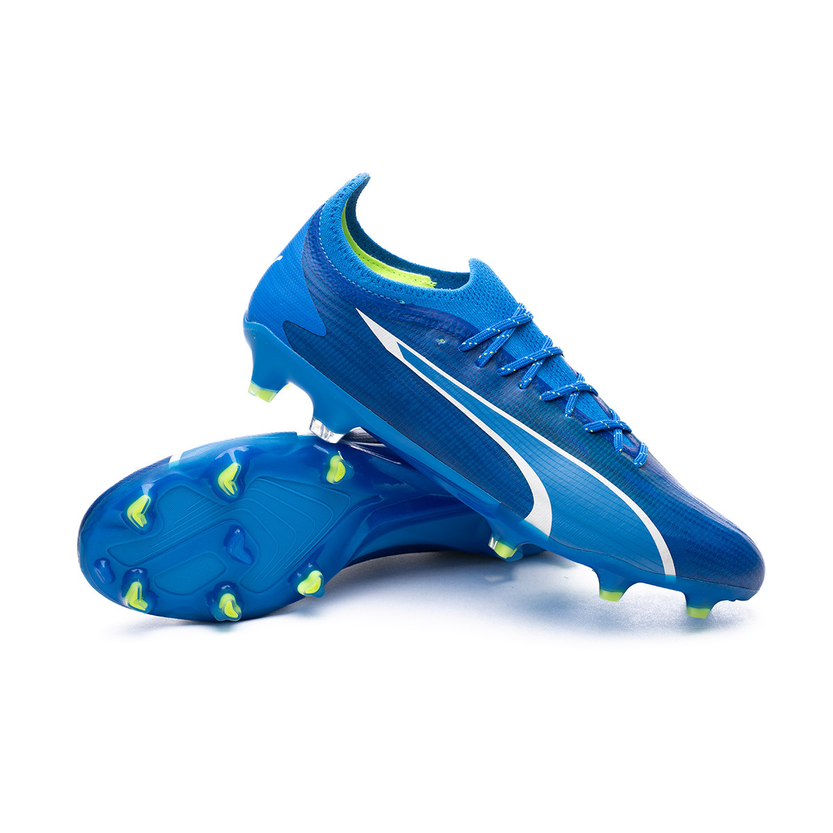 Fußballschuh Puma Ultra Ultimate FG/AG Ultra Blau-Weiß-Pro Grün - Fútbol  Emotion | Fußballschuhe