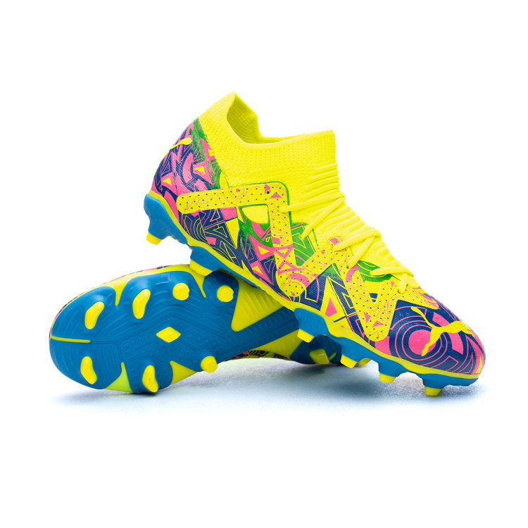 bota-puma-future-match-energy-fgag-nino-ultra-blue-yellow-alert-luminous-pink-0