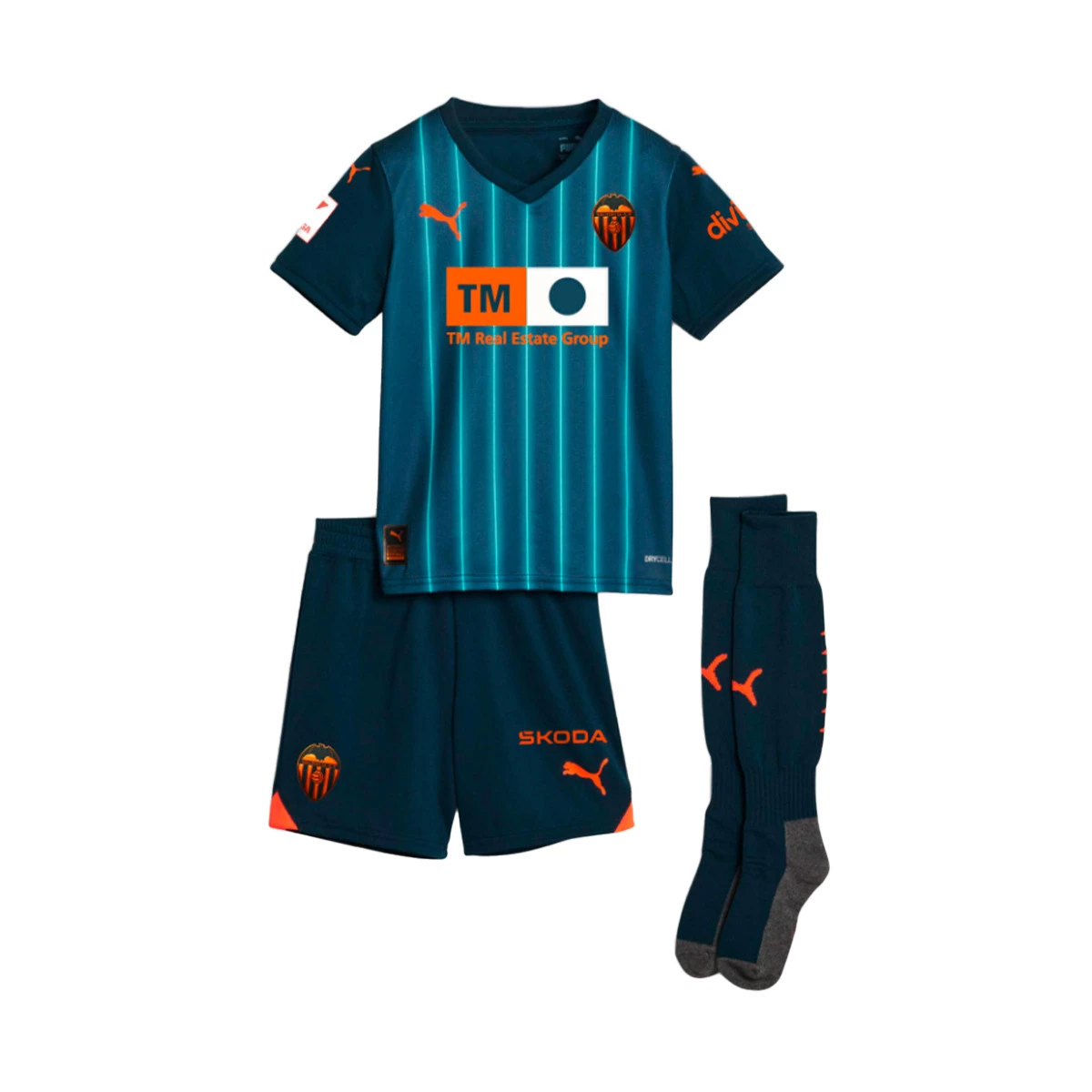 Conjunto Puma Valencia CF Segunda Equipación 2023-2024 Niño Marine Blue -  Fútbol Emotion