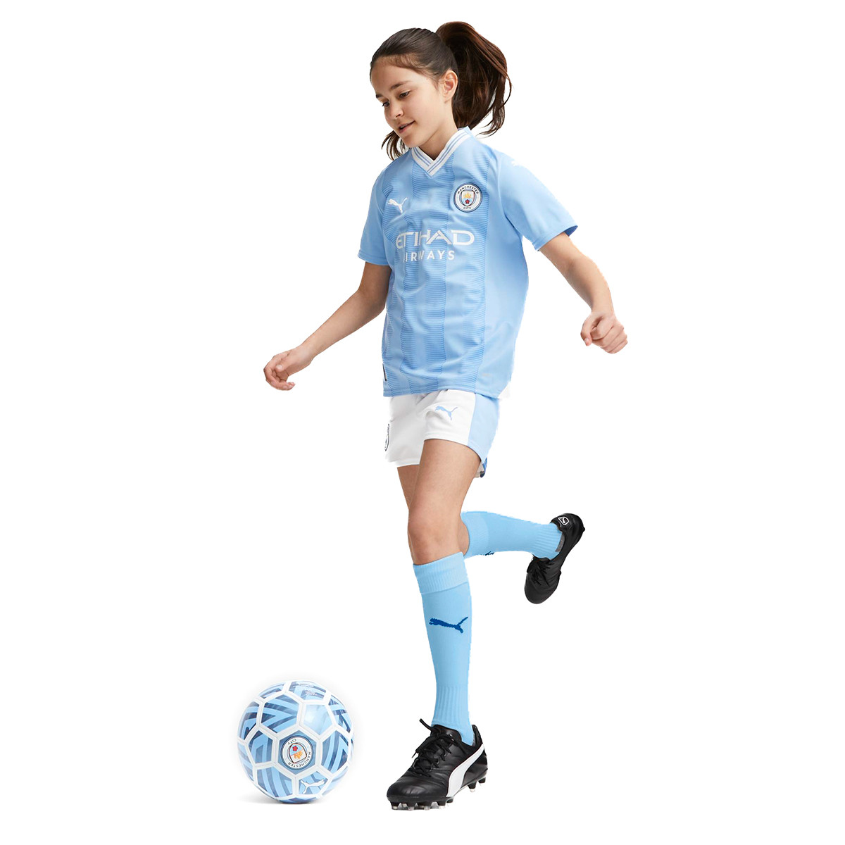 Kit Puma Kids Manchester City Home Kit 2023-2024 Team Light Blue-White -  Fútbol Emotion