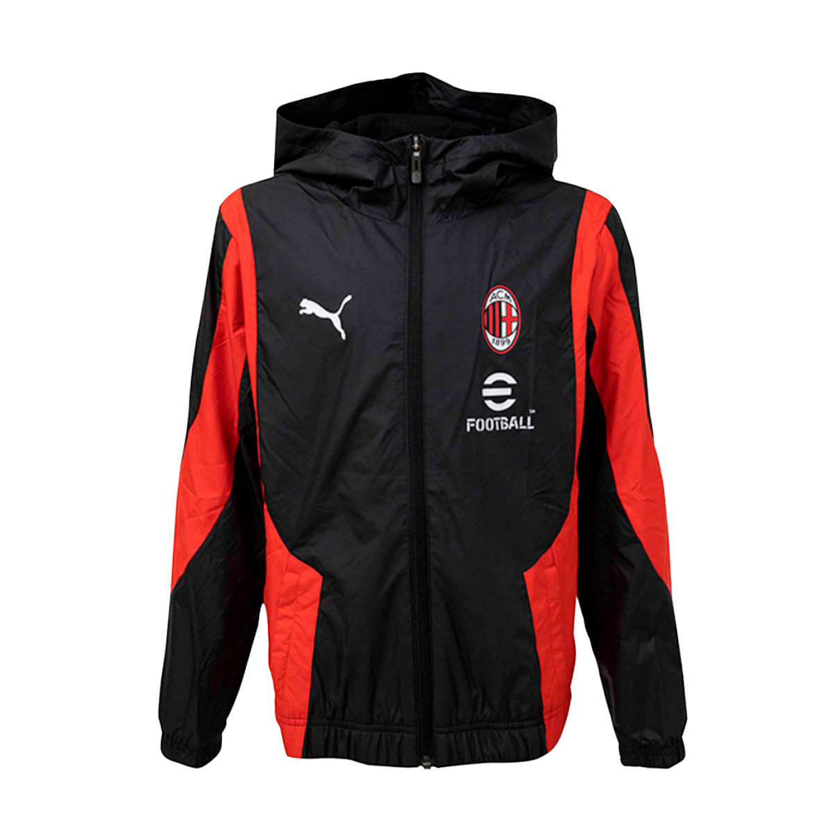 Jacket Puma Kids AC Milan Pre-Match 2023-2024 Black-Red - Fútbol Emotion