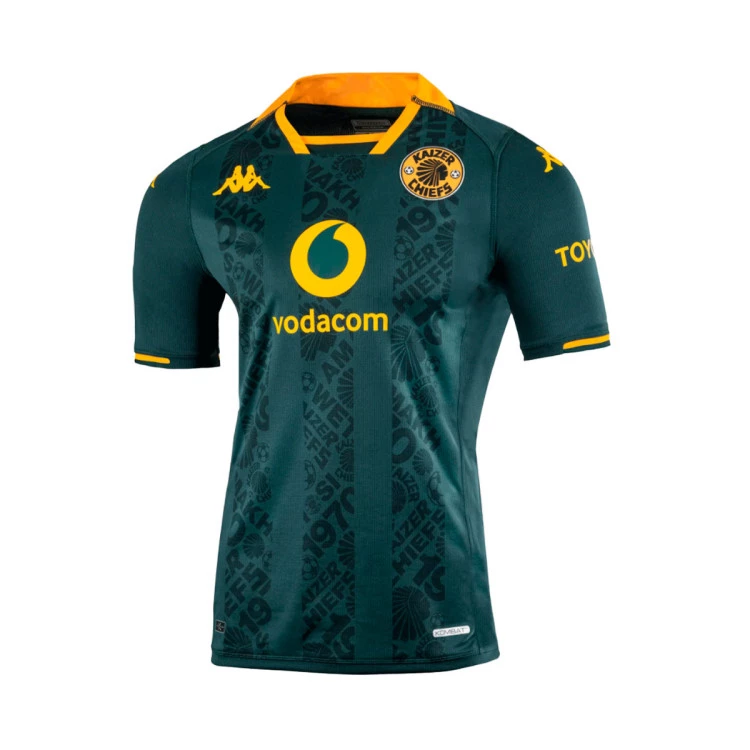 T Shirt Kappa Kaizer Chiefs FC Away Jersey 2023 2024 Green Yellow 