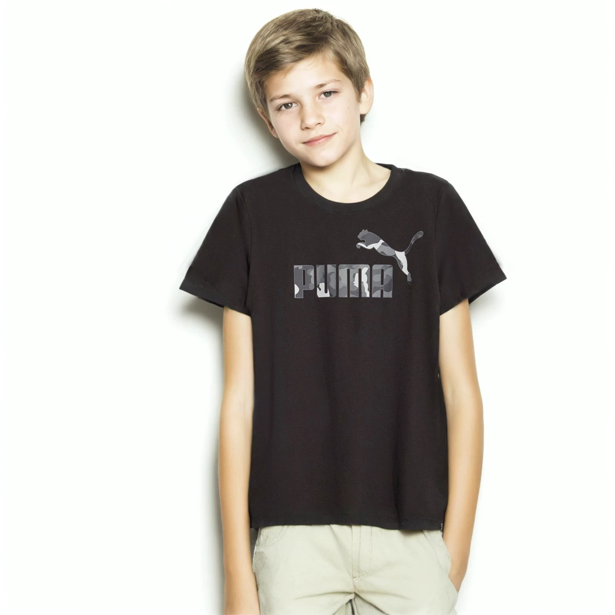 Jersey Puma Kids Essentials+ Camo Logo Black - Fútbol Emotion