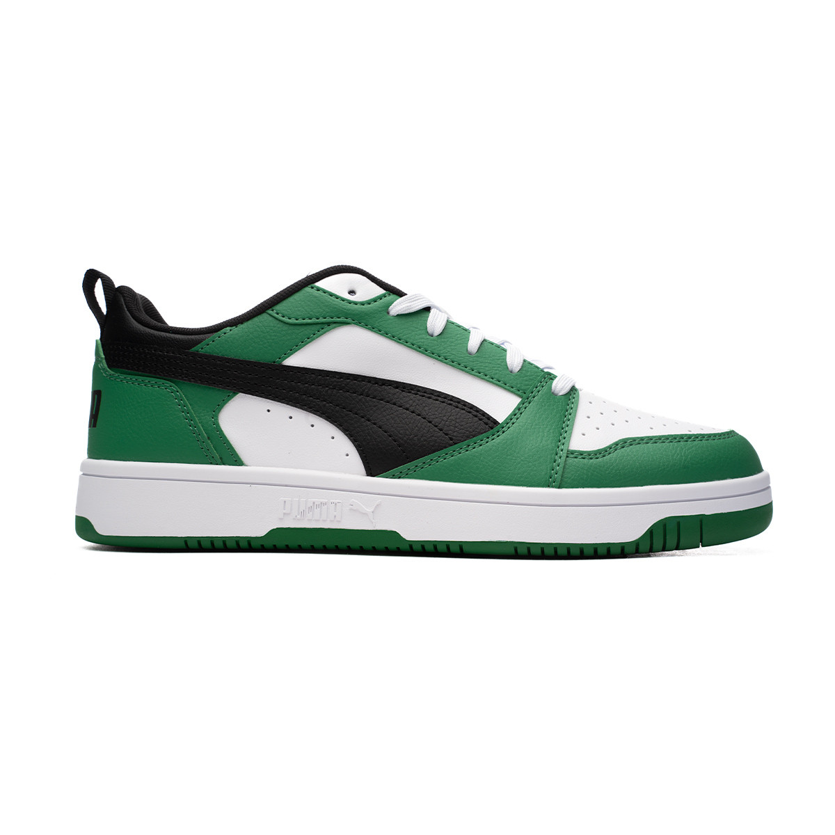 Trainers Puma Rebound v6 Low White- Black-Archive Green - Fútbol Emotion