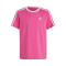 Camiseta 3 Stripes Niña Semi Lucid Fuchsia-White