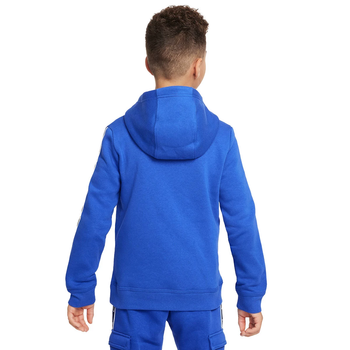 Felpa Nike Sportswear Repeat Print Fleece Hoody Bambino Game Royal Summit White Futbol Emotion