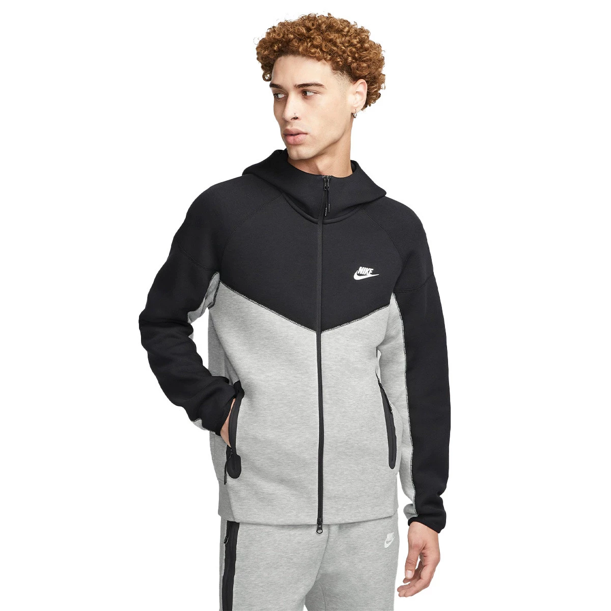Casaco Nike Sportswear Tech Fleece Hoodie Grey Heather-Black-White - Fútbol  Emotion